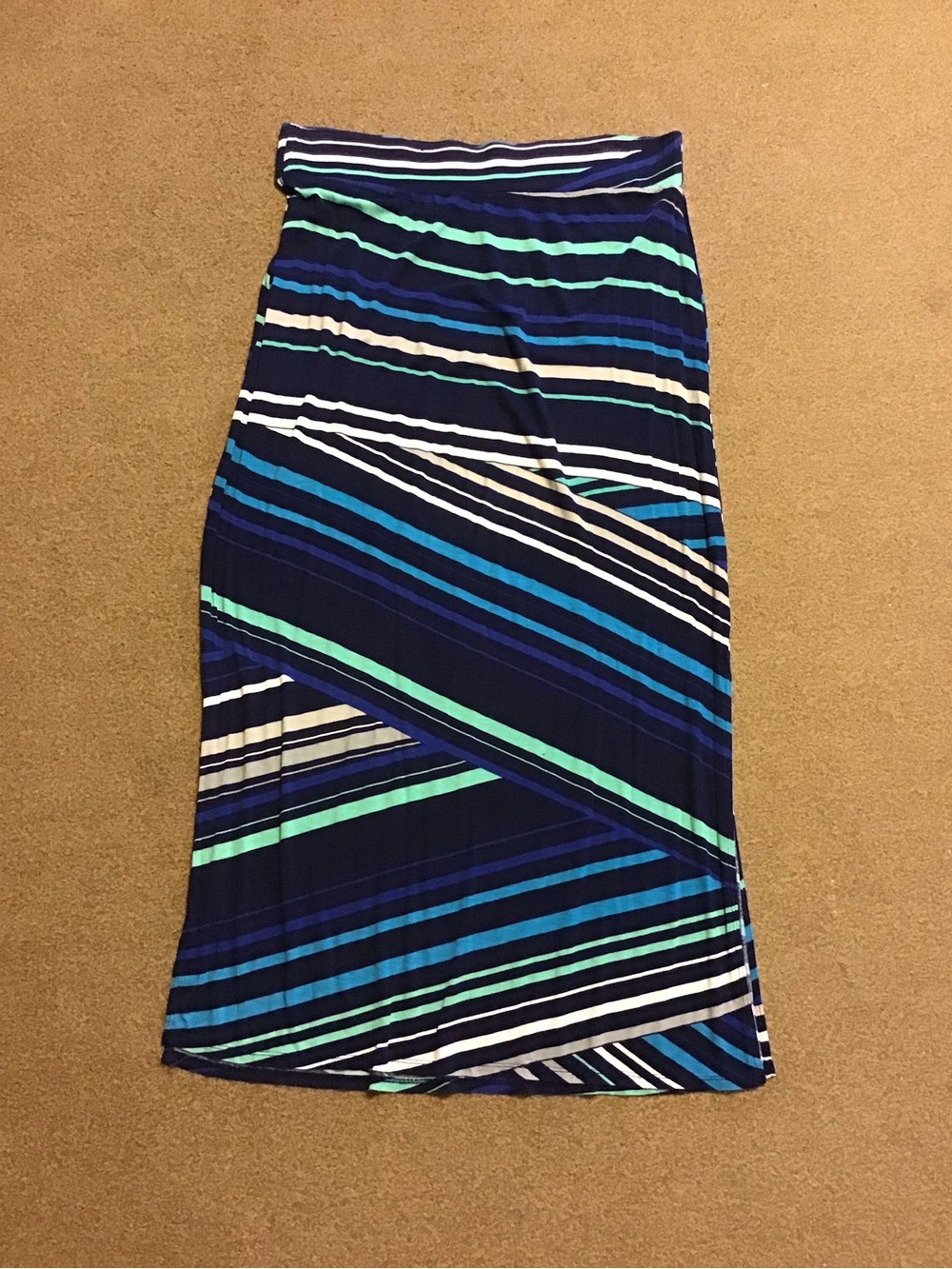 Striped Navy Blue Maxi Skirt -